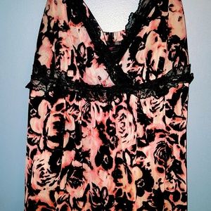 Low cut tank with lace trim worn condition